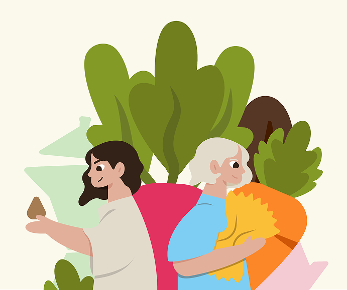 Personas con vegetales